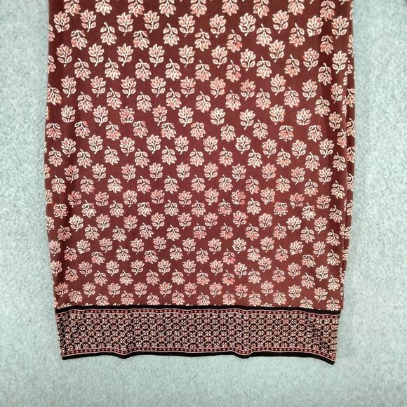 Michael Kors Sheath Dress Womens Size XS Burgundy Floral Stretch Long Sleeve - Picture 3 of 12